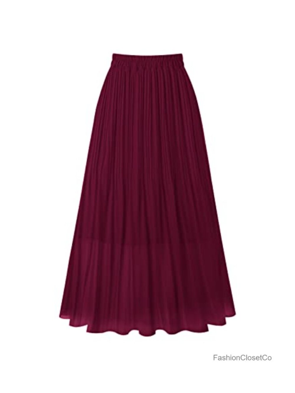 Chiffon Pleated A-Line Midi Skirt High Waist Casual